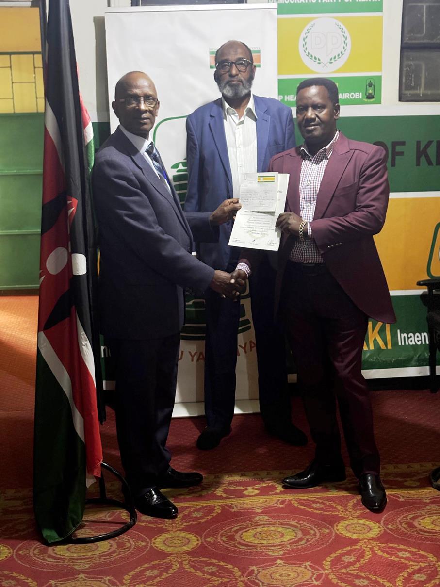 Hon. Newton Kariuki (Karish)presented with his DP nomination certificate